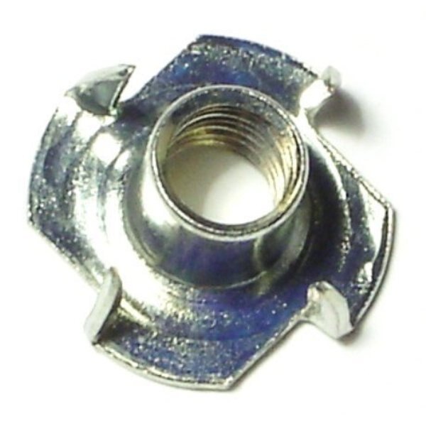 T-Nut,  4 Prongs,  M10,  Steel,  Zinc Plated,  13 mm Barrel Ht,  10 PK