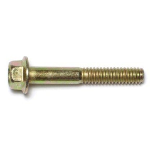 Grade 8,  1/4"-20 Flange Bolt,  Zinc Plated Steel,  1-3/4 in L,  5 PK