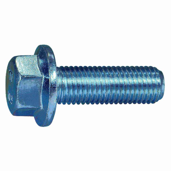 Class 10.9,  M10-1.25 Flange Bolt,  Zinc Plated Steel,  30 mm L,  4 PK