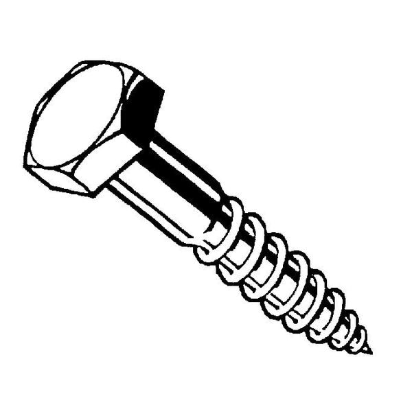 Lag Screw,  1/4 in,  2-1/2 in,  Steel,  Black E-Coat Hex Hex Drive,  8 PK