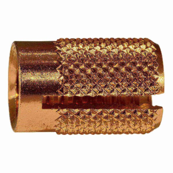 Press Insert,  1/4"-20 Int Thrd Sz,  1/4 in Dia.,  Brass,  5 PK