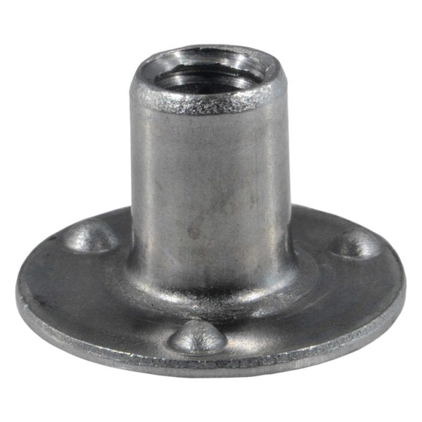 Round Weld Nut,  1/4"-20,  Steel,  7/16" Lg,  10 PK