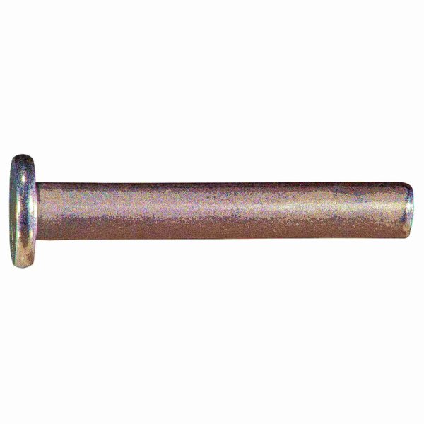 Solid Rivet,  Flat Head,  3/16 in Dia.,  1-1/4 in L,  Steel Body,  12 PK
