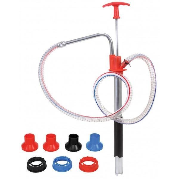 Hand Pump with Pail Spout Adapters,  Hose and Nozzle