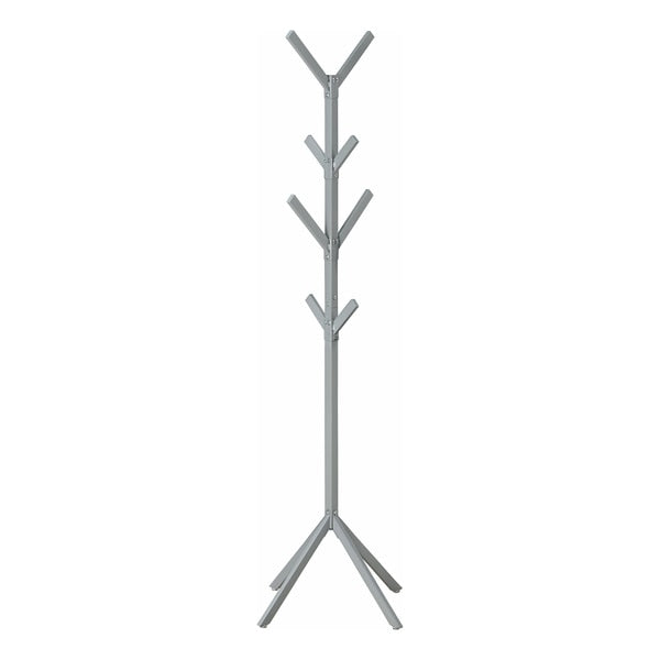 Coat Rack,  Hall Tree,  Free Standing,  8 Hooks,  Entryway,  70"H,  Bedroom,  Metal,  Grey,  Contemporary