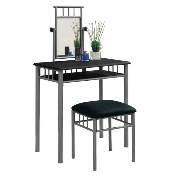 Vanity Set,  Set Of 2,  Makeup Table,  Organizer,  Dressing Table,  Bedroom,  Metal,  Laminate,  Black,  Grey