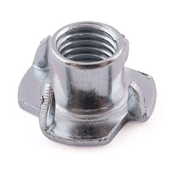 T-Nut,  4 Prongs,  5/16"-18,  Steel,  Zinc Plated,  3/8 in Barrel Ht,  3000 PK
