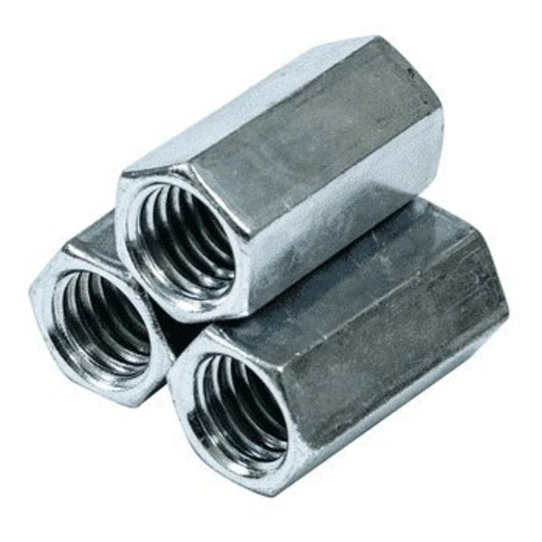 Coupling Nut,  1/2"-13,  Steel,  Grade A,  Zinc Plated,  1-3/4 in Lg,  11/16 in Hex Wd