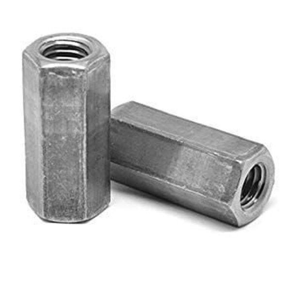 Coupling Nut,  1/4"-28,  Steel,  Grade A,  Plain,  7/8 in Lg,  3/8 in Hex Wd
