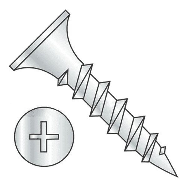 Drywall Screw,  #6 x 2 in,  Steel Flat Head Phillips Drive,  3500 PK