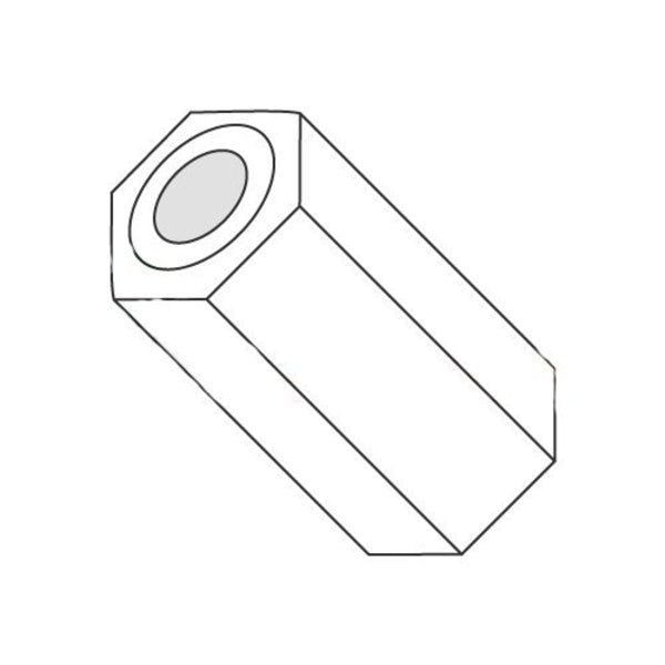 Hex Spacer,  #2 Screw Size,  Natural Nylon,  5/8 in Overall Lg,  0.091 in Inside Dia,  1000 PK