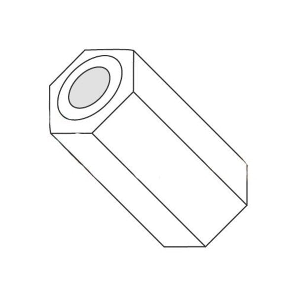 Hex Spacer,  #2 Screw Size,  Natural Nylon,  1/2 in Overall Lg,  0.091 in Inside Dia,  1000 PK