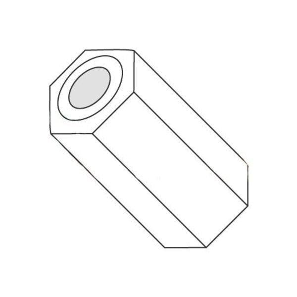 Hex Spacer,  #4 Screw Size,  Natural Nylon,  1/2 in Overall Lg,  0.115 in Inside Dia,  1000 PK