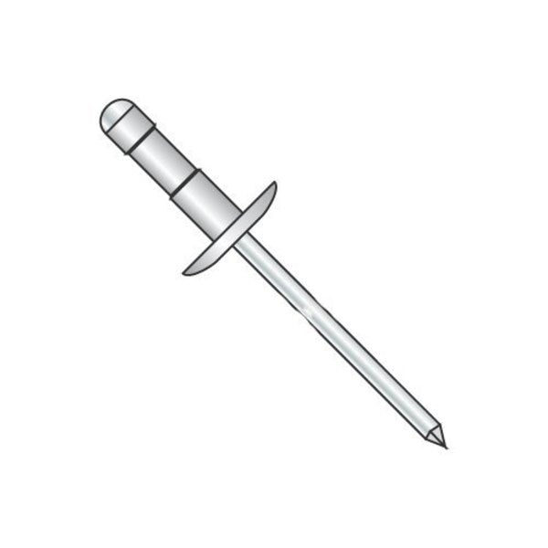 Large Flange Multi-Grip Rivets,  Dome Head Head,  1/8" Dia.,  Aluminum Body,  7000 PK