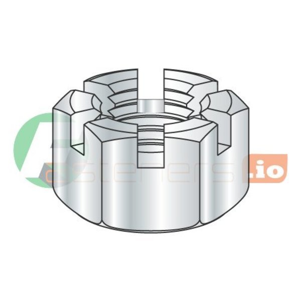 1-14 Slotted Hex Nuts/Steel/Plain ,  100PK