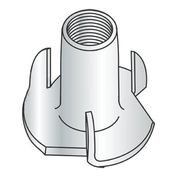 T-Nut,  3 Prongs,  5/16"-18,  Steel,  Zinc Plated,  1/2 in Barrel Ht,  1000 PK