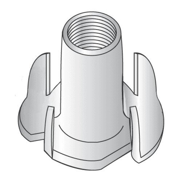 T-Nut,  4 Prongs,  3/8"-16,  18-8 Stainless Steel,  7/16 in Barrel Ht,  1500 PK