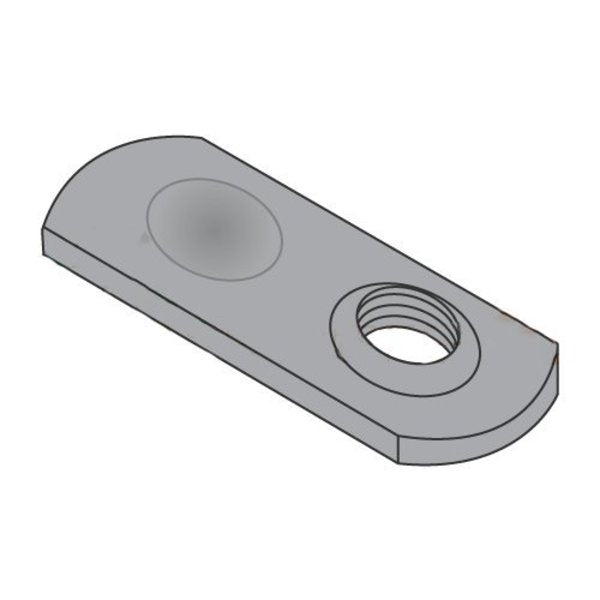 Tab Weld Nut,  1/4"-20,  Steel,  0.448 in Wd,  0.953 in Lg,  0.097 in Ht,  1000 PK