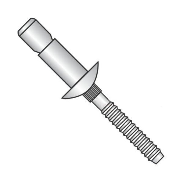 Structural Rivets,  Protruding Head Head,  1/4" Dia.,  0.810" L,  Stainless Steel; 18-8 Body,  250 PK