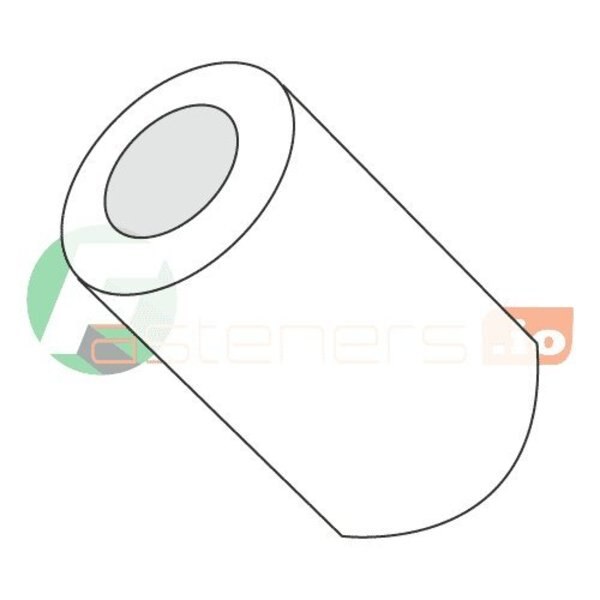 Round Spacer,  #8 Screw Size,  Natural Nylon,  5/16 in Overall Lg