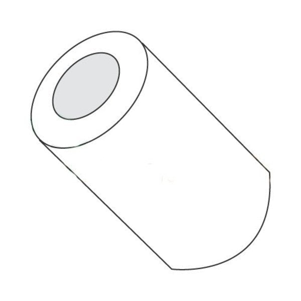Round Spacer,  #10 Screw Size,  Natural Nylon,  5/8 in Overall Lg,  0.192 in Inside Dia