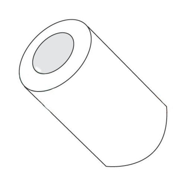Round Spacer,  #14 Screw Size,  Natural Nylon,  3/4 in Overall Lg,  0.252 in Inside Dia