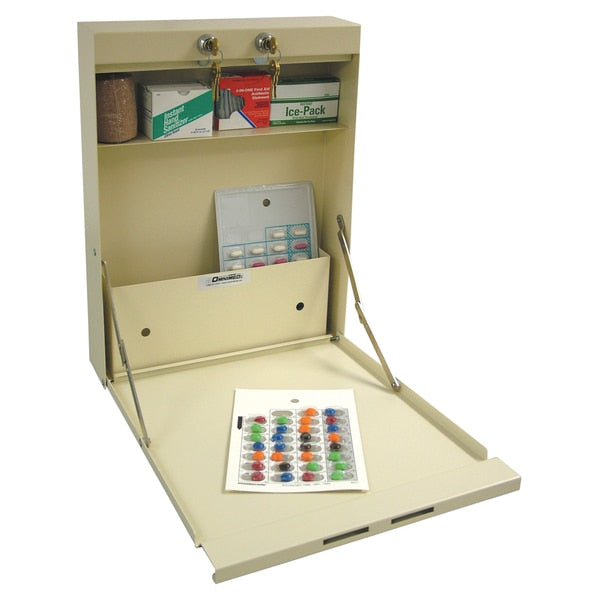 Medication Distribution Cabinet with Shelf and Storage Pocket,  Beige