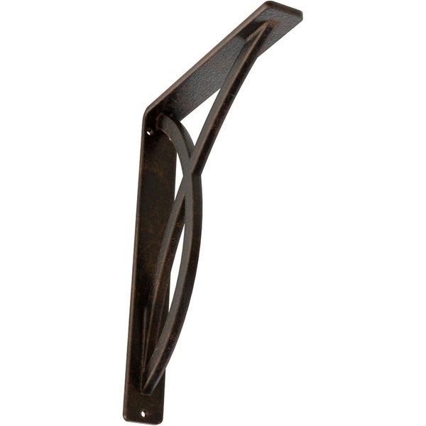 Miller Wrought Iron Bracket,  (Single center brace),  Antiqued Bronze 1 1/2"W x 7 1/2"D x 10"H