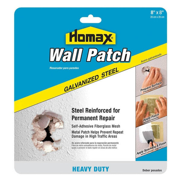 Self-Adhesive Wall Repair Patch,  8 in x 8 in,  Silver