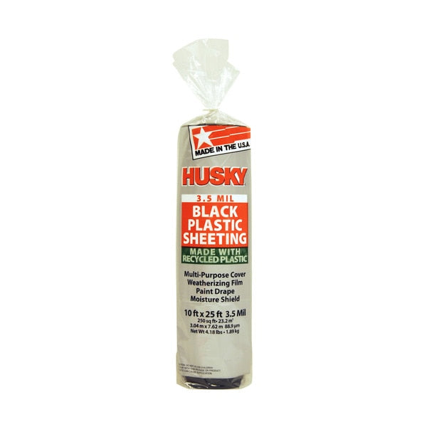 10' x 25' Black Husky 3.5-Mil Low Density Plastic Sheeting