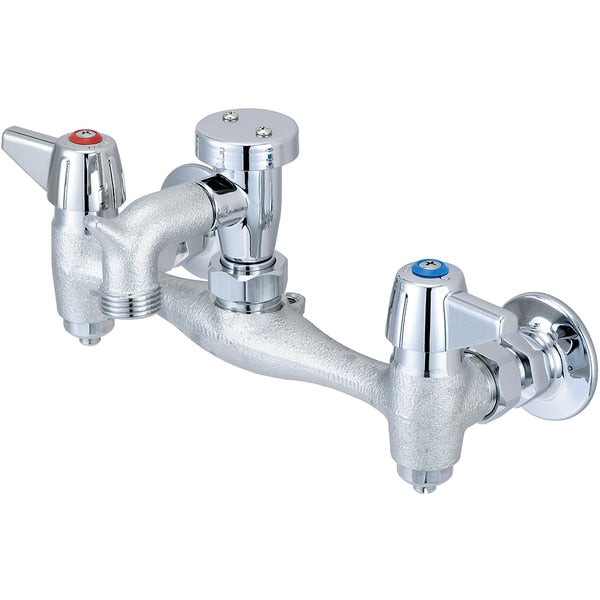 Two Handle Wallmount Service Sink Faucet,  NPT,  Wallmount,  Rough Chrome,  Weight: 4.8