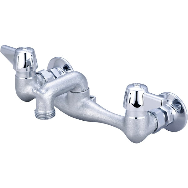 Two Handle Wallmount Service Sink Faucet,  NPT,  Wallmount,  Rough Chrome,  Overall Width: 10"