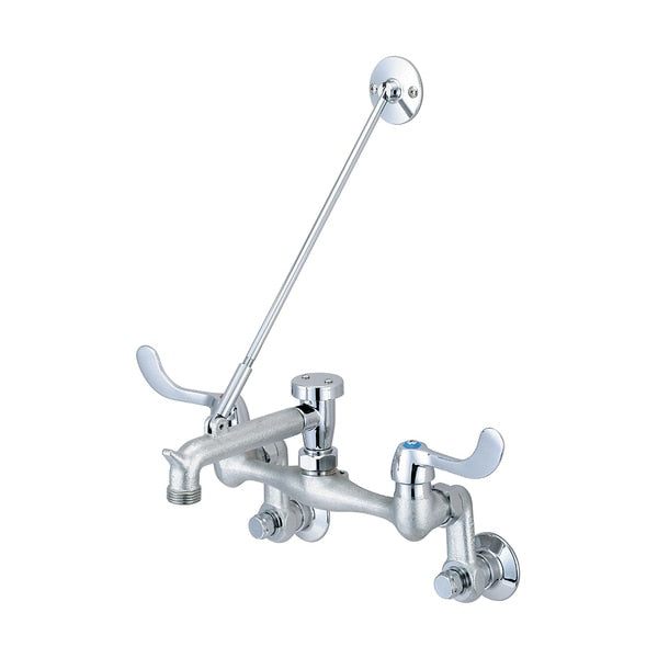 Two Handle Wallmount Service Sink Faucet,  NPT,  Wallmount,  Rough Chrome,  Number of Holes: 2 Hole