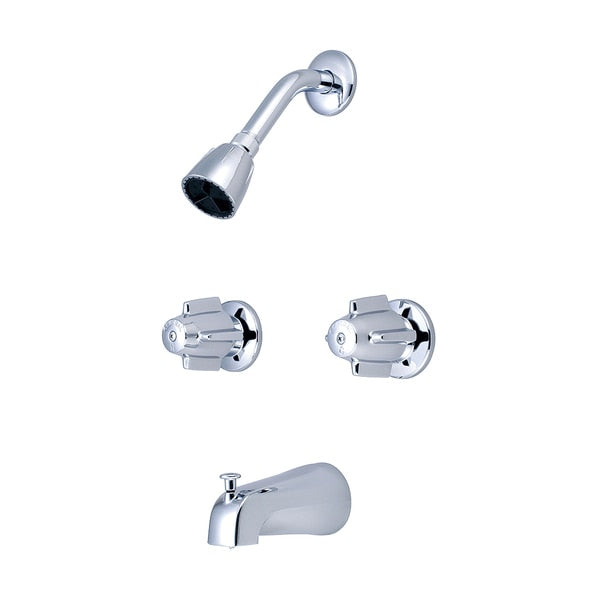 Two Handle Tub and Shower Set,  Polished Chrome,  Wall