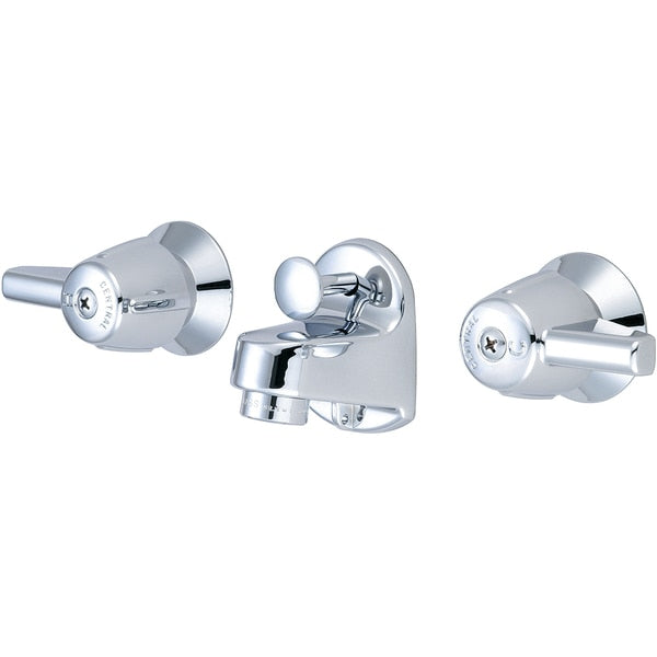 Two Handle Shelf Back Bathroom Faucet,  Wall Mount,  3 Holes,  IP,  1.2 gpm Flow Rate,  Polished Chrome