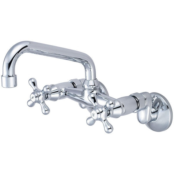 Two Handle Wall Mount Faucet,  NPT,  Wallmount,  Polished Chrome,  Number of Holes: 2 Hole