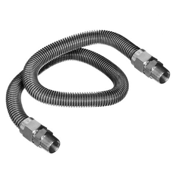 Gas Line Hose 5/8'' O.D. x 48'' Length with 3/4” MIP Fittings,  Stainless Steel Flexible Connector