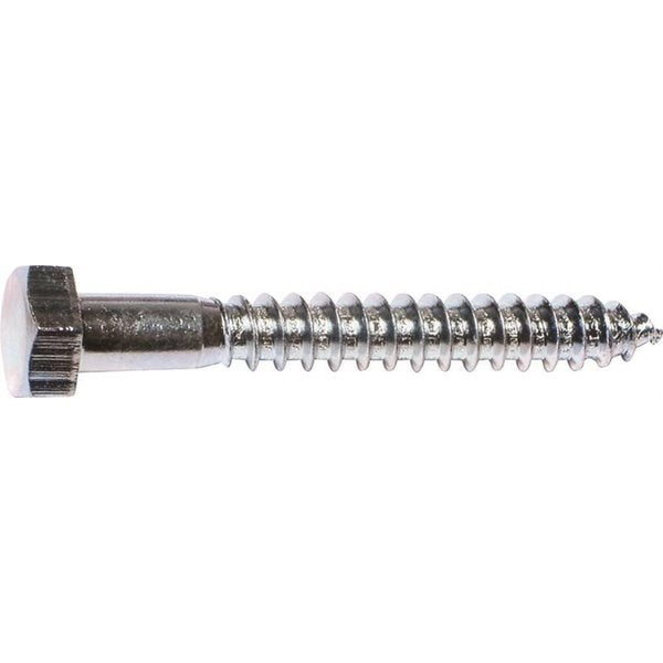 Lag Screw,  3/8 in,  6 in,  Zinc Plated Hex Hex Drive