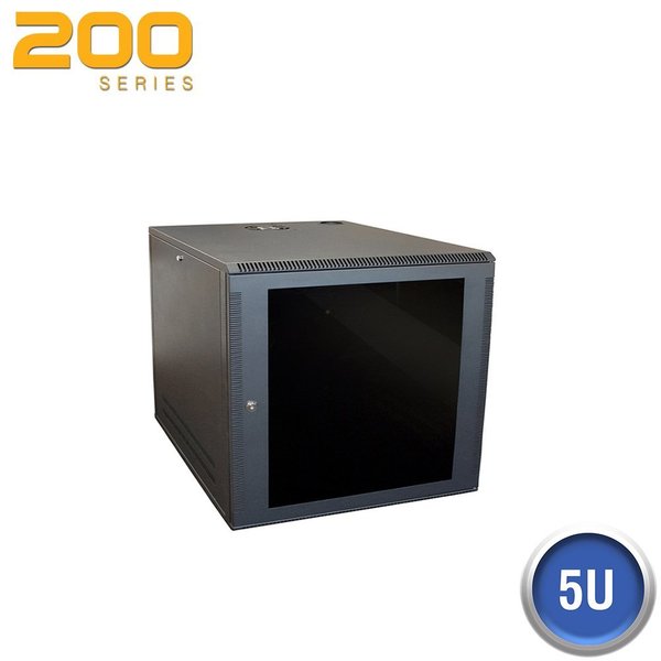 Wall Enclosure,  Front/Side Access,  5U,  13"H x 21"W x 20"D,  Black