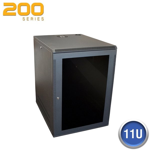 Wall Enclosure,  Front/Side Access,  11U,  23"H x 21"W x 20"D,  Black