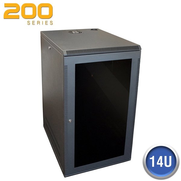 Wall Enclosure,  Front/Side Access,  14U,  28"H x 21"W x 20"D,  Black