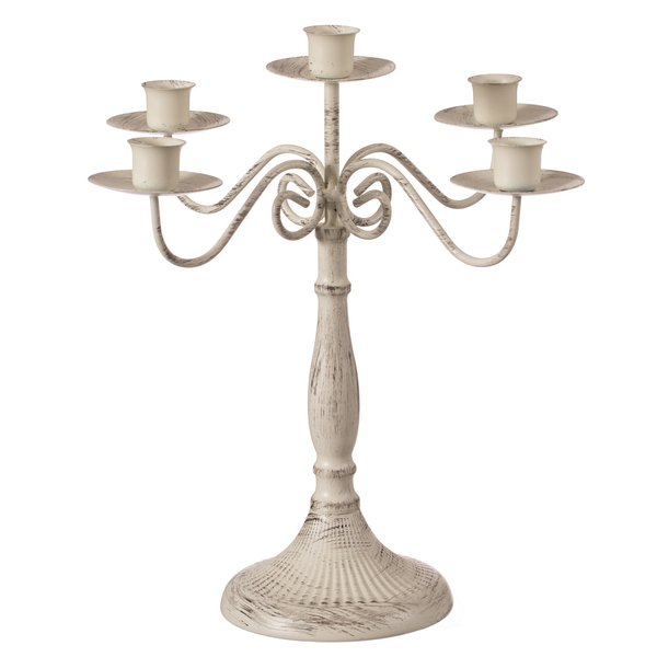 Antique 12 Distressed 5 Arm Metal Candelabra for Dining Room,  Entryway,  Kitchen and Vanity