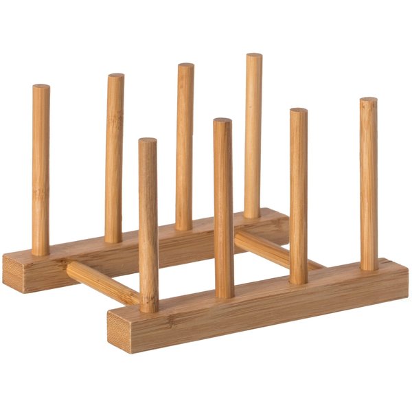 Set of 2 Bamboo Wooden Dish Drainer Rack,  Plate Rack,  And Drying Drainer,  3 Grid