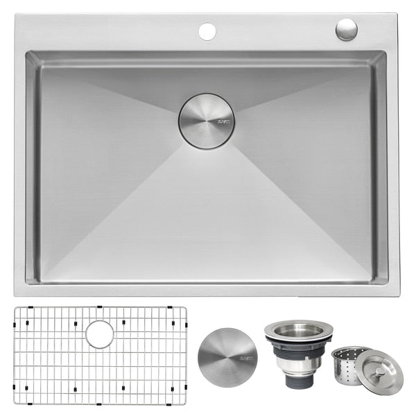 30"x22" Drop-in Tight Radius Topmount 16 Ga SS Kitchen Sink Sngl Bowl