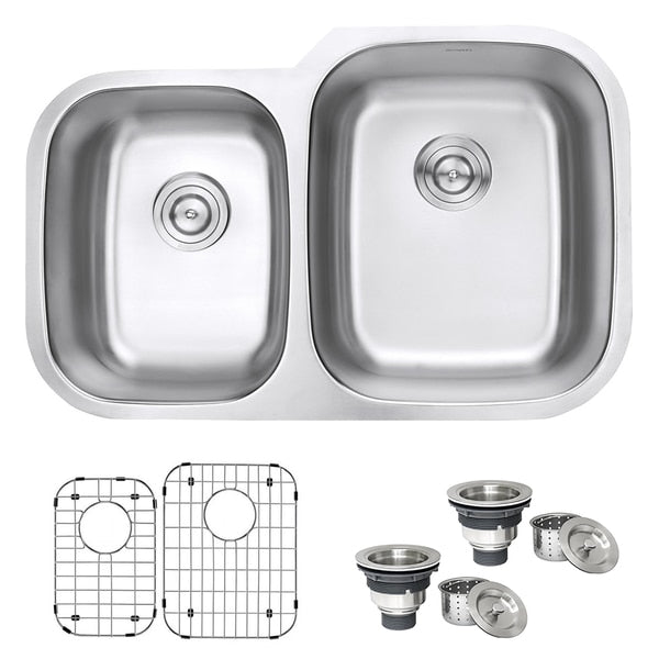 32" Undermount 40/60 Double Bowl 16 Gauge SS Kitchen Sink