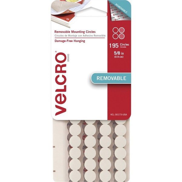 Reclosable Fastener,  Disc,  5/8 in,  White,  12 PK