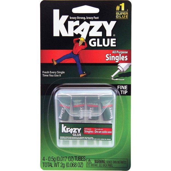 Instant Krazy Glue,  Single-use Tubes,  .5g,  4/PK 12PK