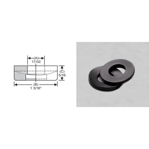 Spherical Washer,  Fits Bolt Size 1/2 in Steel,  Black Oxide Finish