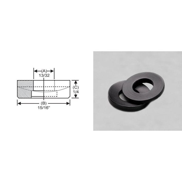 Spherical Washer,  Fits Bolt Size 3/8 in Steel,  Black Oxide Finish
