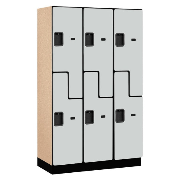 Wardrobe Locker,  45" W,  18" D,  76" H,  (3) Wide,  (6) Openings,  Gray